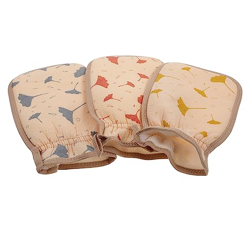 WRITWAA 3 Stück dreiteiliges Badetuchset Peeling Körper Fausthandschuh Badhandschuhe skincare massagehandschuh Duschhandschuh für den Rücken handtuch zum duschen reine Baumwolle Yellow von WRITWAA