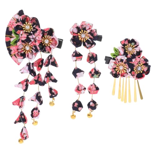 WRITWAA 3 Stück japanische Kimono-Haarspangen: Japanische Kimono-Blumen-Haarspangen für Damen mit Quasten – traditionelles Kopfbedeckungszubehör mit Quaste von WRITWAA