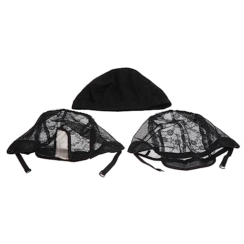 WRITWAA 3 Stücke Haarpflegemittel Netz für Mädchen elastisch Gummiband Spitze Dame Perücke Grip Band Haarpflegewerkzeug Perückenkappe Premium-Nettoobergrenze Perücke Net Cap Nylon von WRITWAA