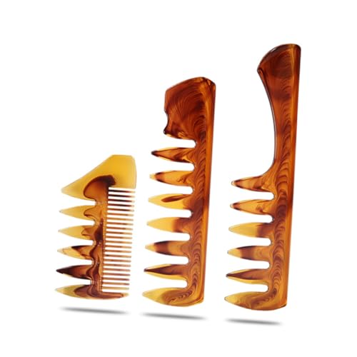 WRITWAA 3 Stücke Teiliges Amberfarbener Haarkämme für Männer Professionelle Styling und Friseurwerkzeuge für Haarspray Anwendung und Angenehme Kopfhautmassage von WRITWAA