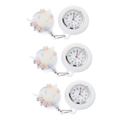 WRITWAA 3stücke Clip Frauen Uhr Stilvolle Taschenuhr Mit Blumendesign Für Einsatz Im Als Für Pflegekräfte Und Studenten von WRITWAA