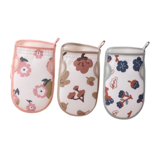 WRITWAA 3 Teiliges Badetuch Luffa Wasch Und Duschzubehör Peeling Duschschwamm Massage Peeling Körperpeeling Handschuh Wäscher Badeschwamm Badeball Handschuh Blumen Peeling von WRITWAA