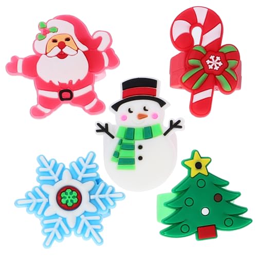 WRITWAA 30 Stück Teiliges Weihnachts Fingerring für Weiche Cartoon Ringe mit Weihnachtsmann Schneemann und Tannenbaum Langlebiges Material als Party Mitgebsel und Geschenkfüllung von WRITWAA