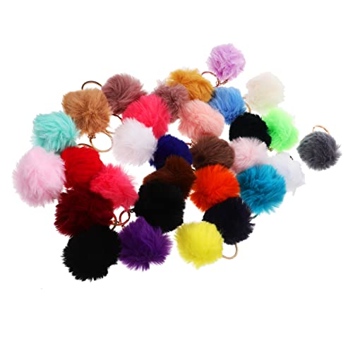WRITWAA 30st Fellknäuel Schlüsselanhänger Perlen Plüsch Flauschiger Schlüsselanhänger Netter Schlüsselbund Quasten Künstlich Zappeln Bausatz Zubehör Pom Nachahmung Von Rex-kaninchenfell von WRITWAA