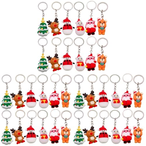 WRITWAA 36er Set Weihnachts-SchlüSselanhäNger Mit Cartoon-Motiven, Perfekte FüR Kinder, Frauen Und MäDchen, Ideal FüR GeschenktüTen Und Adventskalender von WRITWAA