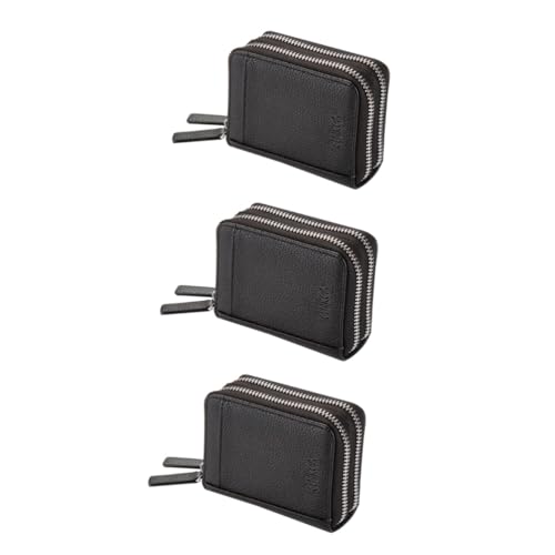 WRITWAA 3stücke Damen RFID Geldbörse Multifunktionales Kartenetui Mit Doppelreißverschluss Eleganter Pu-Leder Clutch Für Kreditkarten Id Und Bargeld Schwarz Für Besondere Anlässe von WRITWAA