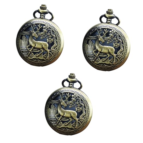 WRITWAA 3St Flip-Taschenuhr taschenuhr mit Gravur schmücken betrachten Uhrengehäuse für Herren Männer schauen zu antike Uhr für ältere Menschen mechanische Taschenuhr Legierung von WRITWAA