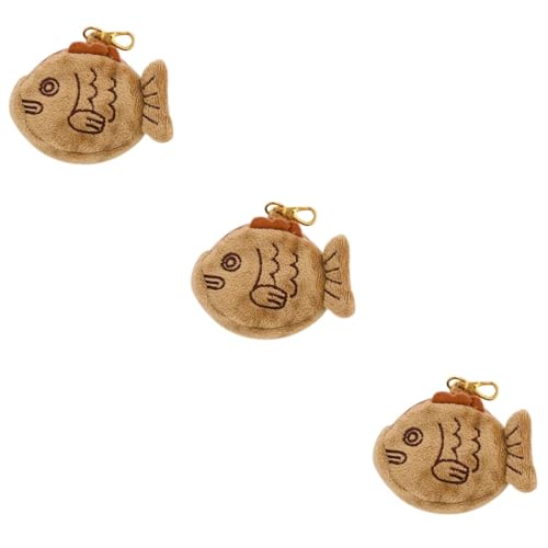 WRITWAA 3stücke Fischförmiger Handgelenk-münzbeutel Aus Weichem Plüsch Tragbare Kleine Geldbörse Für Damen Accessoire Für Modebewusste Süßes Design Für Alltag von WRITWAA