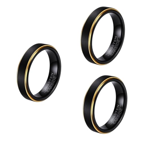 WRITWAA 3St Ring aus Wolframstahl drehring fashion design Hochzeitsschmuck schwarze Wolframringe Herrenring Ringe für Männer Herrenschmuck Männer klingeln Rostfreier Stahl Zubehör Mann von WRITWAA