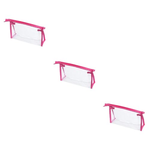 WRITWAA 3stücke Klarer Kosmetik Organizer Für Damen Tragbare Transparente Reisetasche Für Make-up Und Toilettenartikel Für Reisen Und Alltag Rosenrot von WRITWAA