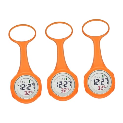 WRITWAA 3St Krankenschwester Uhr liebstöckel elektrische Uhr Jakobsweg trauzeugengeschenke Modeuhr Taschenuhr für Damen Clip-Uhr hängende Uhr Zubehör für Krankenschwestern Orange von WRITWAA