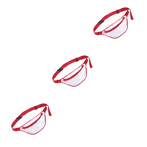 WRITWAA 3stücke Fashion wasserdichte Bauchtasche PVC Transparent Für Damen Und Herren Verstellbare Hüfttasche Für Strand Reisen Und Freizeitaktivitäten Rot von WRITWAA