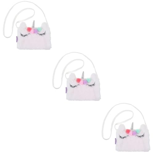 WRITWAA 3St Münzbeutel für Kinder kleingeldbörse small Wallet kleingeldbeutel Umhängetaschen für Damen Crossbody Frauen Plüschtasche Mini-Umhängetasche plüschige Umhängetasche Weiß von WRITWAA