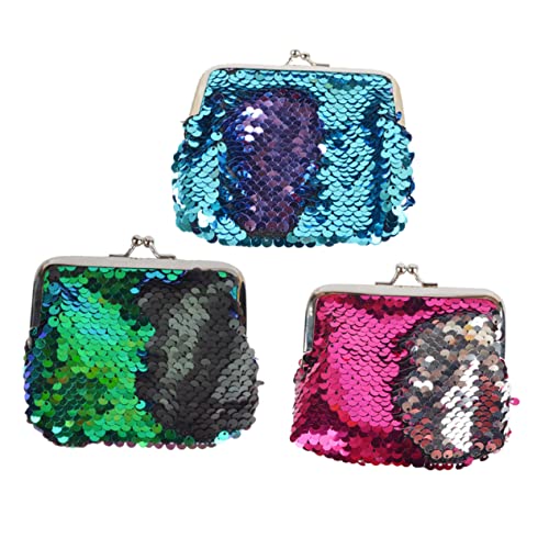 WRITWAA 3stücke Pailletten Geldbörse Mini Stilvolle Mädchen Geldbörse Kleingeldbeutel Mit Paillettenverzierung Für Karten Münzen Schlüssel Geldbörsen Für Mädchen von WRITWAA