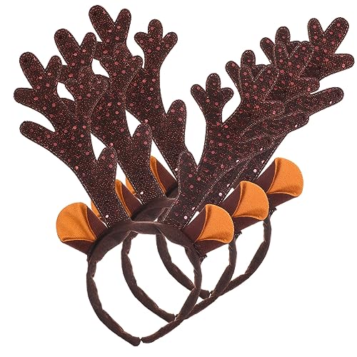 WRITWAA 3St Pailletten-Geweih-Stirnband Weihnachtshaarschleifen Weihnachts-Haarspangen weihnachts haarschmuck weihnachtshaarschmuck Weihnachtsgeweih-Stirnbanddekore Partyzubehör Stoff von WRITWAA