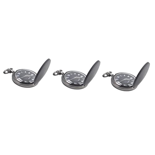 WRITWAA 3stücke Pocket Watch Für Männer Und Frauen Schwarze Matte Quarzuhr Mit Kette Leicht Und Tragbar Für Zu Weihnachten Und Besonderen Anlässen von WRITWAA
