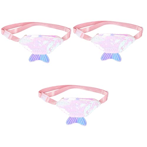 WRITWAA 3St Umhängetasche Meerjungfrau-Pailletten-Gürteltasche für Mädchen Frauen-Wasit-Tasche Chest Bag White Waist Bag Geldbörsen Brieftasche Damen Frauen geldbörse Damen Hüfttasche von WRITWAA