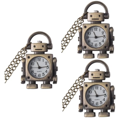 WRITWAA 3stücke Retro Roboter Taschenuhr Halskette Vintage Design Mit Kettenanhänger Für Männer Und Frauen Geburtstagsgeschenk Lustiges Und Einzigartiges Accessoire Für Jeden Anlass von WRITWAA