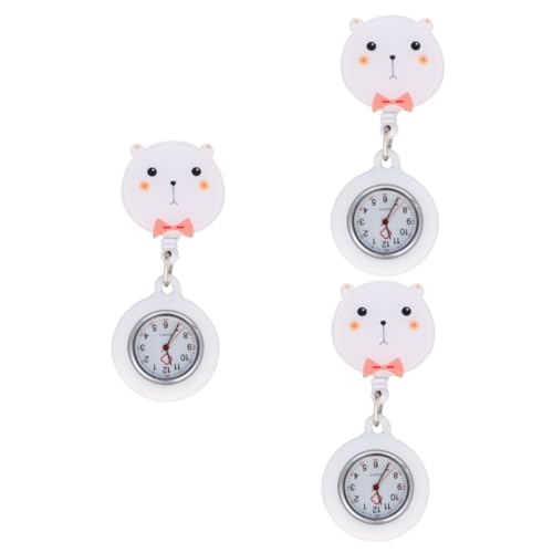 WRITWAA 3St teleskopische Schwesternuhr würfelunterlage LEDs Leuchtmittel Schlüsselanhänger-Uhr Taschenuhr zum Aufhängen Digitaluhr Damenuhren Krankenschwester Taschenuhr Weiß von WRITWAA