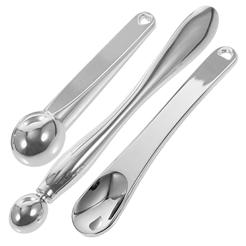 WRITWAA 3 Stücke Augencreme Löffel Gesichtscremestift Augenmassage Sticks aus Metall Tragbar für Make Up und Augenpflege von WRITWAA