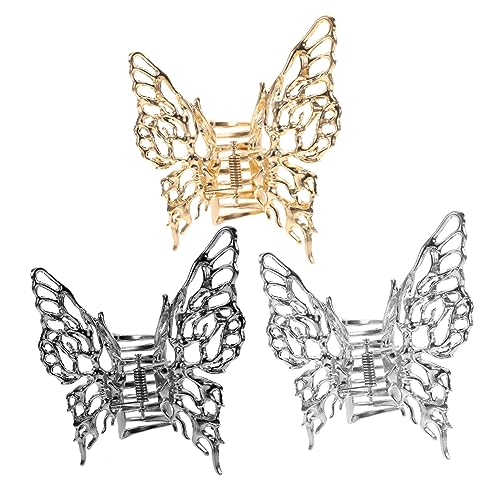 WRITWAA 3Stücke Große Schmetterling Haarklammern Metall Krallenhaarspangen Für Damen Hochwertige Haarclips Für Partys Hochzeiten von WRITWAA
