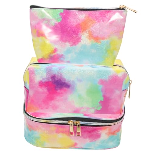 WRITWAA 3Stücke Teiliges Set Tie Dye Kosmetikbeutel Handheld Toilettenbeutel Für Reisen Schminktasche Für Kosmetik Und Toilettenartikel Große Aufbewahrungstasche Für Damen von WRITWAA