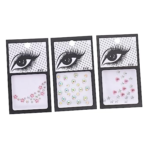 WRITWAA 3sätze Gesichtsjuwelen Dekorative Selbstklebende Edelstein-aufkleber Abnehmbare Augenjuwelen Aus Harz Für Party Und Diy-projekte von WRITWAA