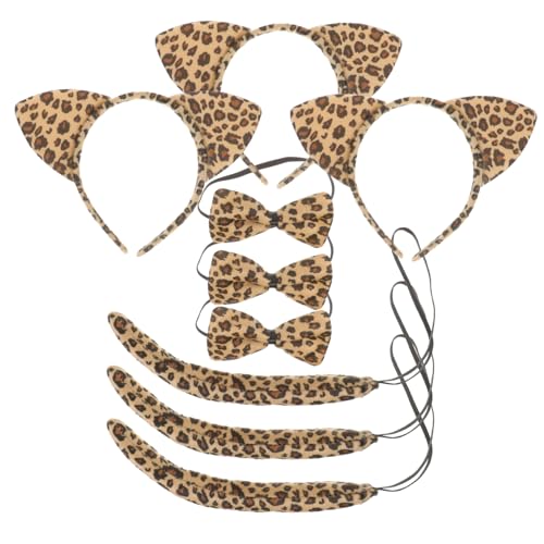 WRITWAA 3sätze Katzenohren Stirnband Für Junge Mädchen Tierkostüm Cosplay Set Mit Für Mottoparty Halloween Fotoshooting von WRITWAA