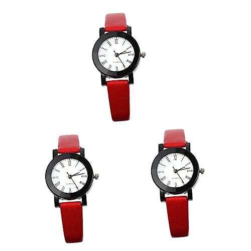 WRITWAA 3st Anschauen Quarz-Armbanduhr Für Damen Frauen Quarzuhr Mädchen Sehen Mädchenuhren Frau Armbanduhr Mode Damenarmbanduhr Damenuhr Auf Frau Achten Rot Gehäusematerial: von WRITWAA