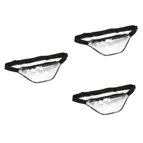 WRITWAA 3stücke Fashion wasserdichte Bauchtasche Transparent PVC Fanny Pack Für Strand Und Freizeit Verstellbare Hüfttasche Für Damen Und Herren Schwarz von WRITWAA