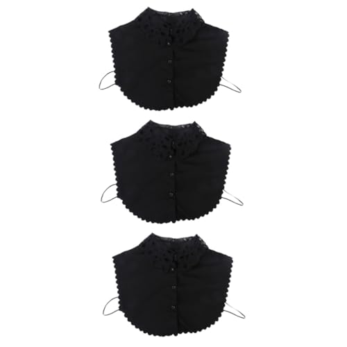 WRITWAA Krageneinsatz Damen 3st Falscher Kragen Abnehmbarer Kragen Black Einsteckkragen Damen von WRITWAA