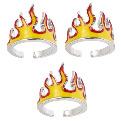 WRITWAA 3St Feuerring Damenringe Fingerschmuck Herrenringe aus Gold aura licht ring Studentischer Fingerring Ringe im Punk-Stil Persönlichkeit Zubehör dekorativer Ring Metall (Eisen) von WRITWAA