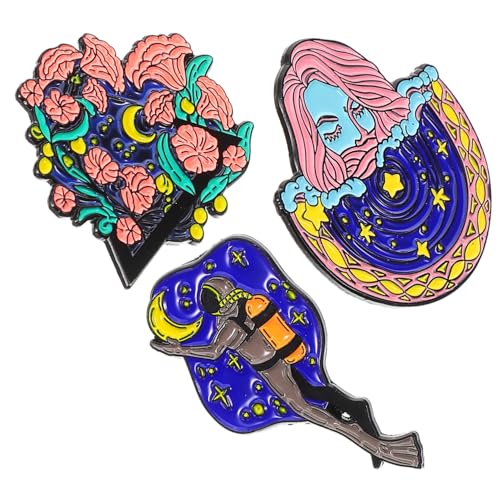 WRITWAA 3St Hosennadel Blumen-Anstecknadel Brosche mit raumfahrer space man rose Wäscheklammern Brosche für Abendkleid Brosche für Teenager-Mädchen-Kleidung Malerei Zubehör schmücken Stift von WRITWAA