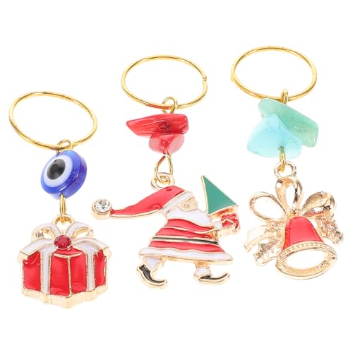 WRITWAA 3st Weihnachtliche Geflochtene Haarringe Weihnachts-dreadlock-schmuckzubehör Miniatur-weihnachtszauber Weihnachts-schlüsselanhänger Weihnachtszauber Selber Machen Legierung von WRITWAA