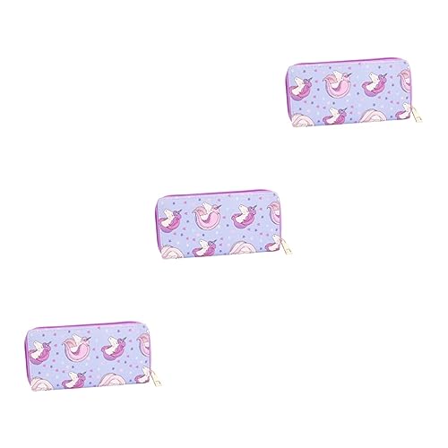 WRITWAA 3stücke Damen Geldbörse Mit Reißverschluss Cartoon- Langlebiges Pu-Leder Kompakte Handtasche Für Schule Arbeit Und Freizeit Für Mädchen Und Frauen von WRITWAA