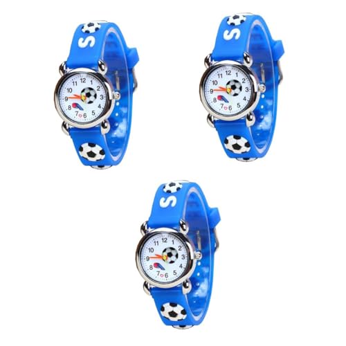 WRITWAA 3stücke Fußball Und Pfeifenmuster Kinderuhr Mit Gummiarmband Blau Lustige Armbanduhr Für Jungen Und Mädchen Für Spiel Und Spaß Strapazierfähig Und Kinderfreundlich von WRITWAA