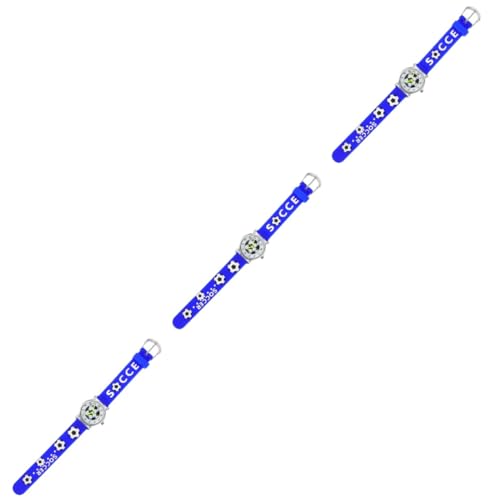 WRITWAA 3stücke Junge Mädchen Armbanduhr Mit Cartoon Fußball Muster Robuste Uhr Für Jungen Und Mädchen Angenehmes Tragegefühl Langlebiges Material Fördert Zeitverständnis Für von WRITWAA