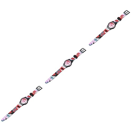 WRITWAA 3stücke Kinderuhr Cartoon Armbanduhr Für Jungen Und Mädchen Leichtes Design Armband Rote Camouflage Für Schule Und Freizeit Modisch Für Junge Mädchen Ab Jahren von WRITWAA