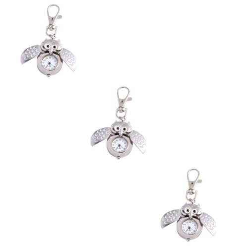 WRITWAA 3stücke Owl Pocket Watch Kreative Eulen-taschenuhr Mit Schlüsselanhänger Präzise Quarzbewegung Leicht Und Tragbar Für Schwestern Und von WRITWAA