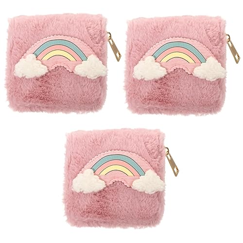 WRITWAA 3stücke Plüsch Geldbörse Für Regenbogen Design Zipper Wallet Für Mädchen Handtasche Für Karten Und Münzen Stilvoll Und Langlebig Für Schule Und Freizeit von WRITWAA