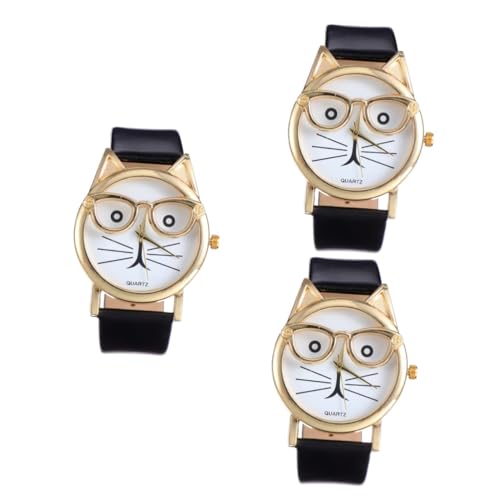 WRITWAA 3stücke Titel Kinderuhr Mit Katzenmotiv wasserdichte Quarzuhr Für Jungen Und Mädchen Casual Armbanduhr Im Cartoon-Stil Für Alltag Und Partys Lustige Katzen-Armbanduhr Für von WRITWAA
