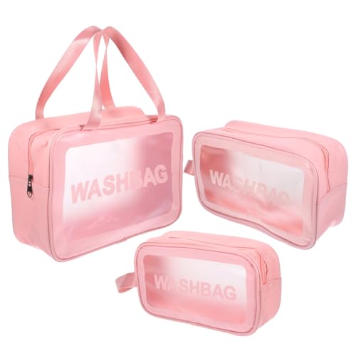 WRITWAA 3stücke Transparente Reise-kulturbeutel Frauen Mit Tragegriff Großem Fassungsvermögen Für Reiseutensilien Und Make-up Leicht Zu Tragen Und Praktisch Für von WRITWAA