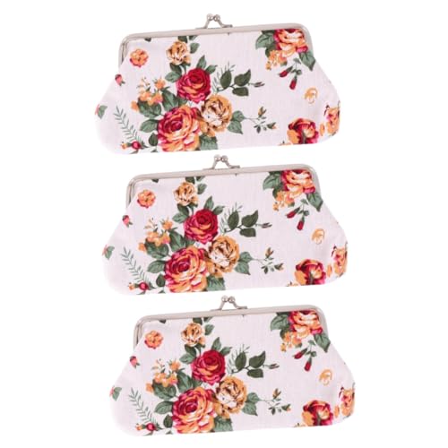 WRITWAA 3stücke Vintage Blumen Geldbörse Damen Clutch Bag Mit Schnappverschluss Retro Bestickte Handtasche Für Karten Münzen Und Kleine Utensilien von WRITWAA
