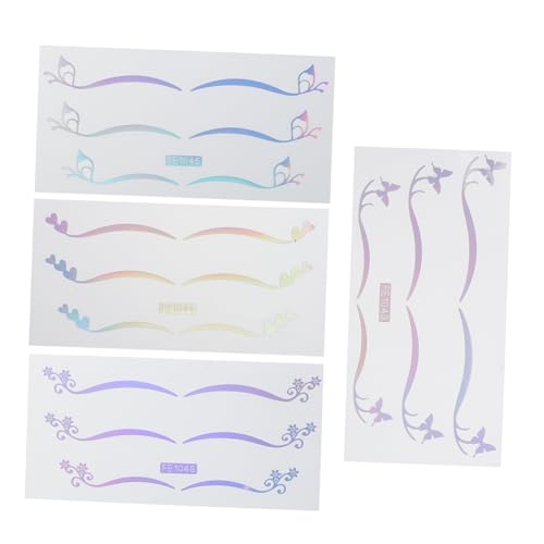 WRITWAA 4 Blatt Doppelte Augenlidaufkleber Eyeliner-aufkleber Eyeliner-tattoo-aufkleber Vogelscheuchen-gesichtsabziehbilder Augen-tätowierung Gesichtssteine ​​kleben Silver Pvc von WRITWAA