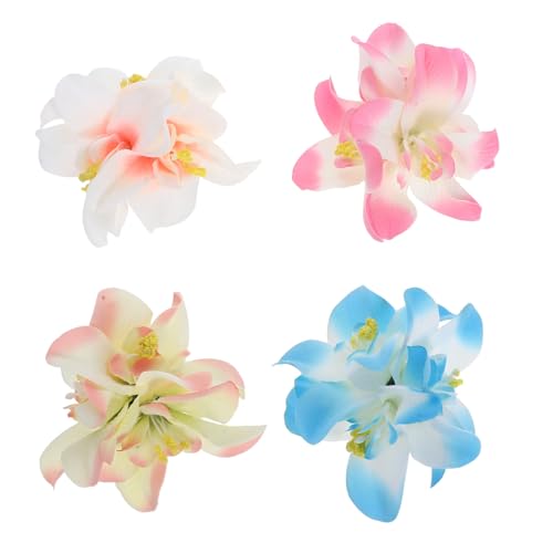 WRITWAA 4 Blumen Haarspangen Hawaii Haarnadeln Aus Seide – Tropische Boho Kopfbedeckung Für Damen – Bunte Haarspangen Im Plumeria Hibiskus Stil Für Strand Sommerpartys von WRITWAA