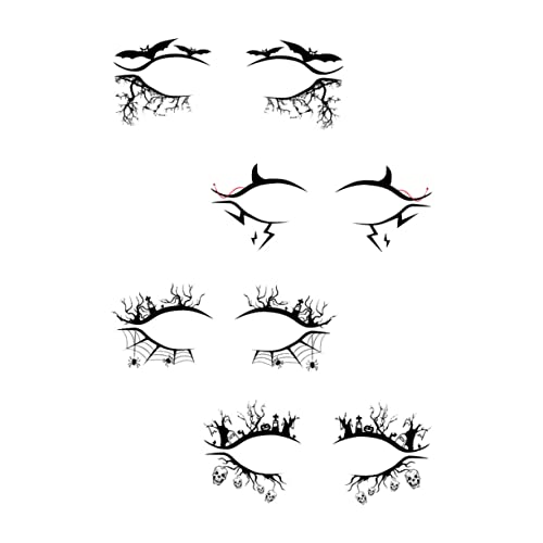 WRITWAA 4 Paare Halloween Eyeliner Aufkleber Selbstklebend Horror Augen Tattoo Party Make Up Bat Spider für Frauen Mädchen von WRITWAA