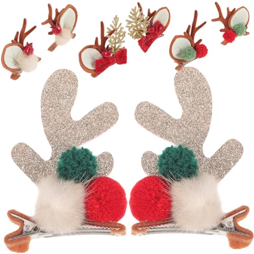 WRITWAA 4 Paare Hirschgeweih Haarnadel Urlaub Haarspangen Weihnachtsgeweih Haarspangen Festliche Haarspangen Weihnachtshaarschmuck für Frauen Haarspangen aus Hirschgeweih Metall Colorful von WRITWAA
