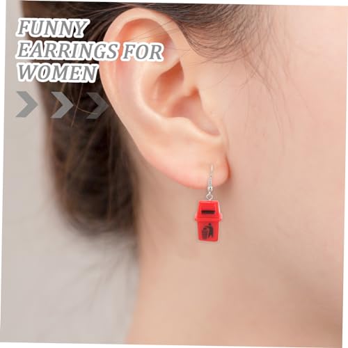 WRITWAA 4 Paare Lustige Ohrhänger Mülltonnen Form Bunte Drop Earrings für Frauen Party Schmuck Gelb Rot Blau von WRITWAA