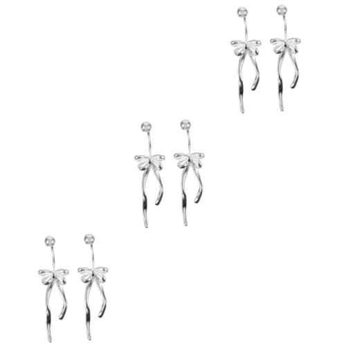 WRITWAA 4 Paare Schleife-ohrringe Ohrstecker Schmuck Silberner Schleifenohrring Ohrschmuck Strass-ohrringe Ohrringe Für Teenager-mädchen S925 Silbernadel Fräulein Krawatte von WRITWAA