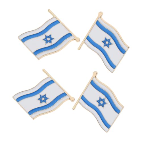 WRITWAA 4 STÜCKE Israelischer Flaggen Anstecknadeln aus Metall Dekorative Broschen für Kleidung Hüte und Taschen Patriotisches Reversabzeichen Modisches Accessoire mit Wellenförmigem von WRITWAA